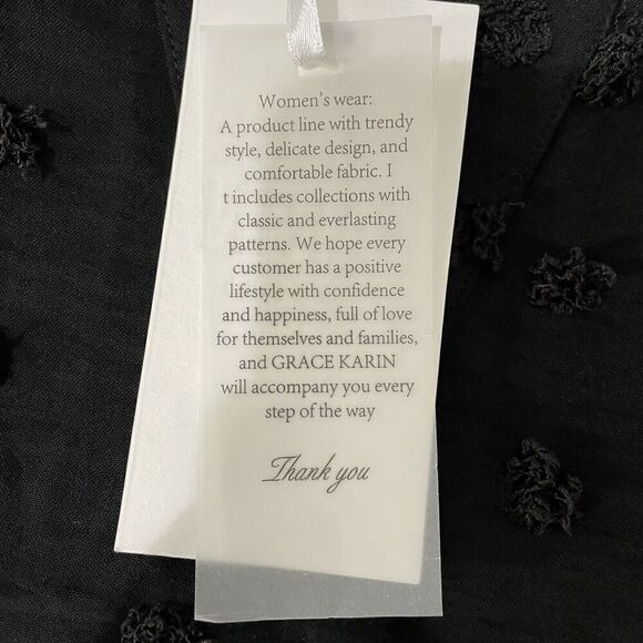 Grace Karin Swiss Dot Blouse Women’s Size Small Black Long Sleeve Ruffle… - Picture 7 of 9